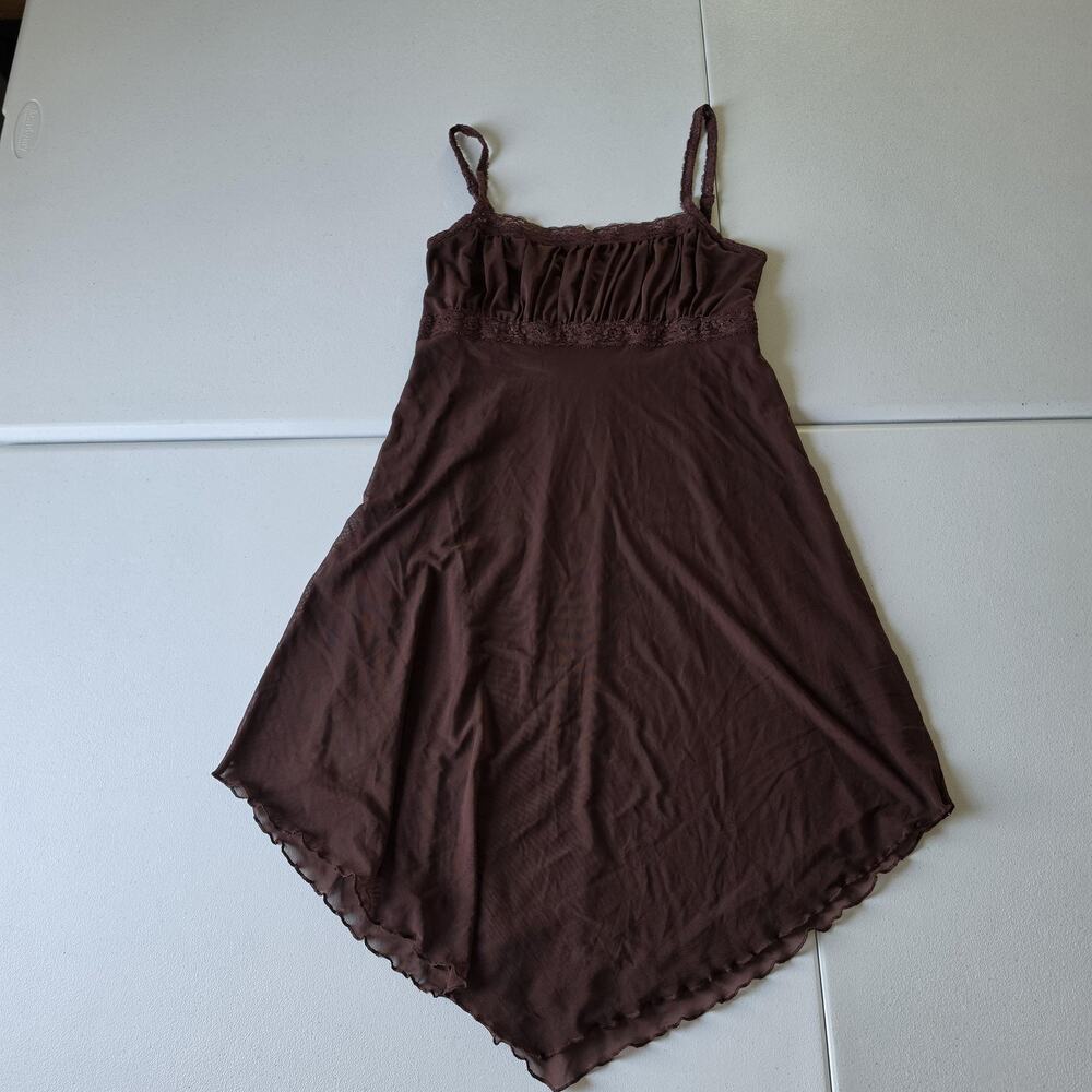 Urban Outfitters Dress Womens M Brown Fairy Grunge Y2K Lace Slip Handkerchief